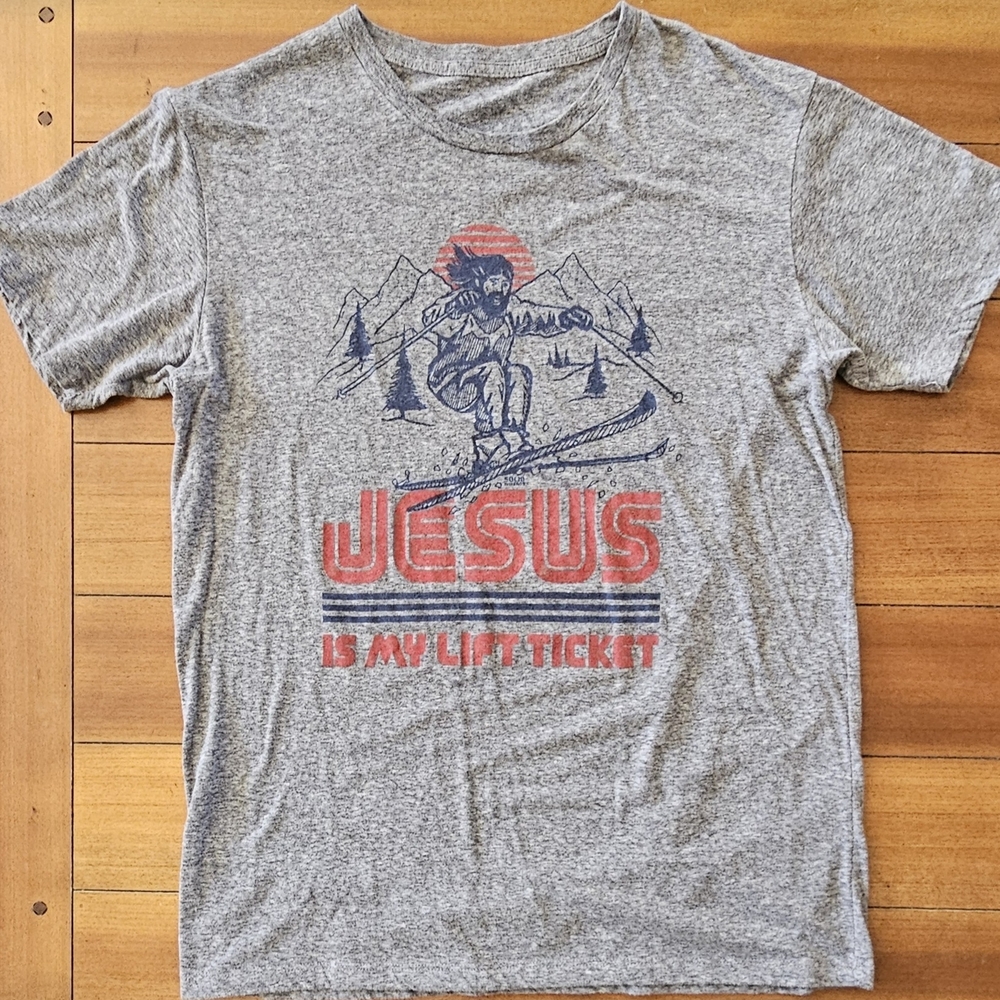 Heather Gray Ski Graphic Tee Jesus Is My Lift Ticket
